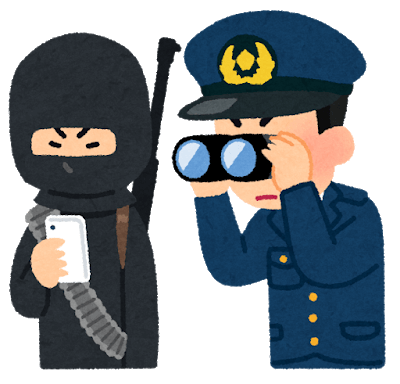 テロリストのスマホを覗く警官